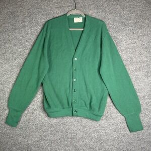 Vintage Jefflinks Cardigan Mens Button Up Size Xl Green Dupont Orlon